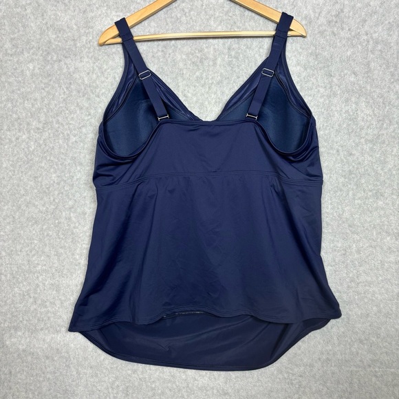 Lands’ End Tummy Control Wrap Underwire Tankini Swim Top-Navy-Women Size 26W - Picture 7 of 9